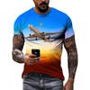 Men Summer Trend Casual Fun Round Neck Short Sleeve Fashion New 3D Printed Airplane Graphic T Shirts for Streetwear Tees Tops