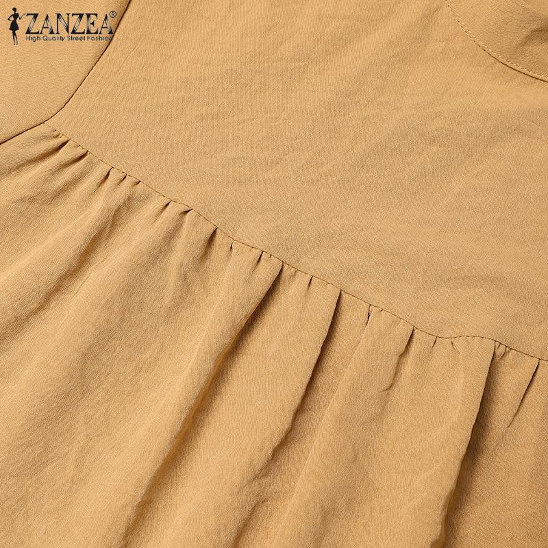 ZANZEA Женское повседневное мусульманское длинное платье с круглым вырезом и длинным рукавом