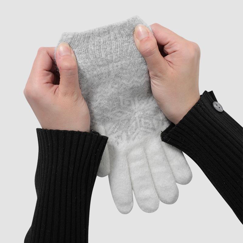 Christmas Gift Women Snow Pattern Thick Thermal Touchscreen Winter Windproof Knitted Warm Gloves
