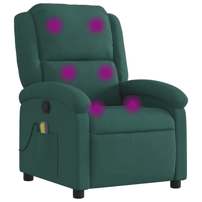 VidaXL Reclining Massage Armchair Dark Green Velvet 371810