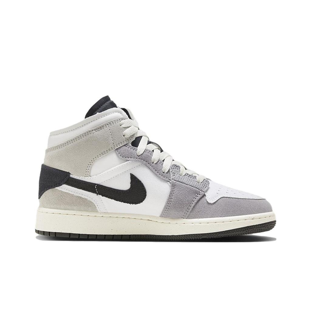 Air Jordan 1 Mid SE Craft GS Inside Out - Cement Grey Kids Sneakers Black White Tech-Grey FD9091-002