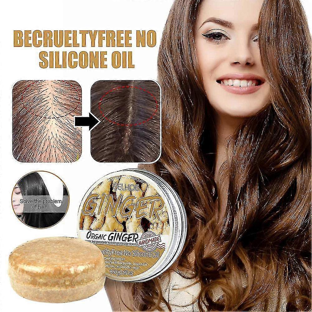 1-3pcs Natural Ginger Hair Regrowth Shampoo Bar, Promotes Hair Growth, Anti Hair Loss Shampoo Soap - PJ