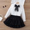 Girls Uniform Clothes Shirt Suit Spring Autumn Long Sleeve White Shirt + Skirt Graduation Class Uniform Preppy Style for Student