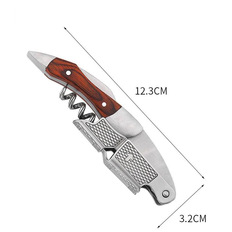Портативный деревянный штопор для винных бутылок Профессиональный штопор из нержавеющей стали Многофункциональный штопор для пивных бутылок Инструмент для кухни и бара