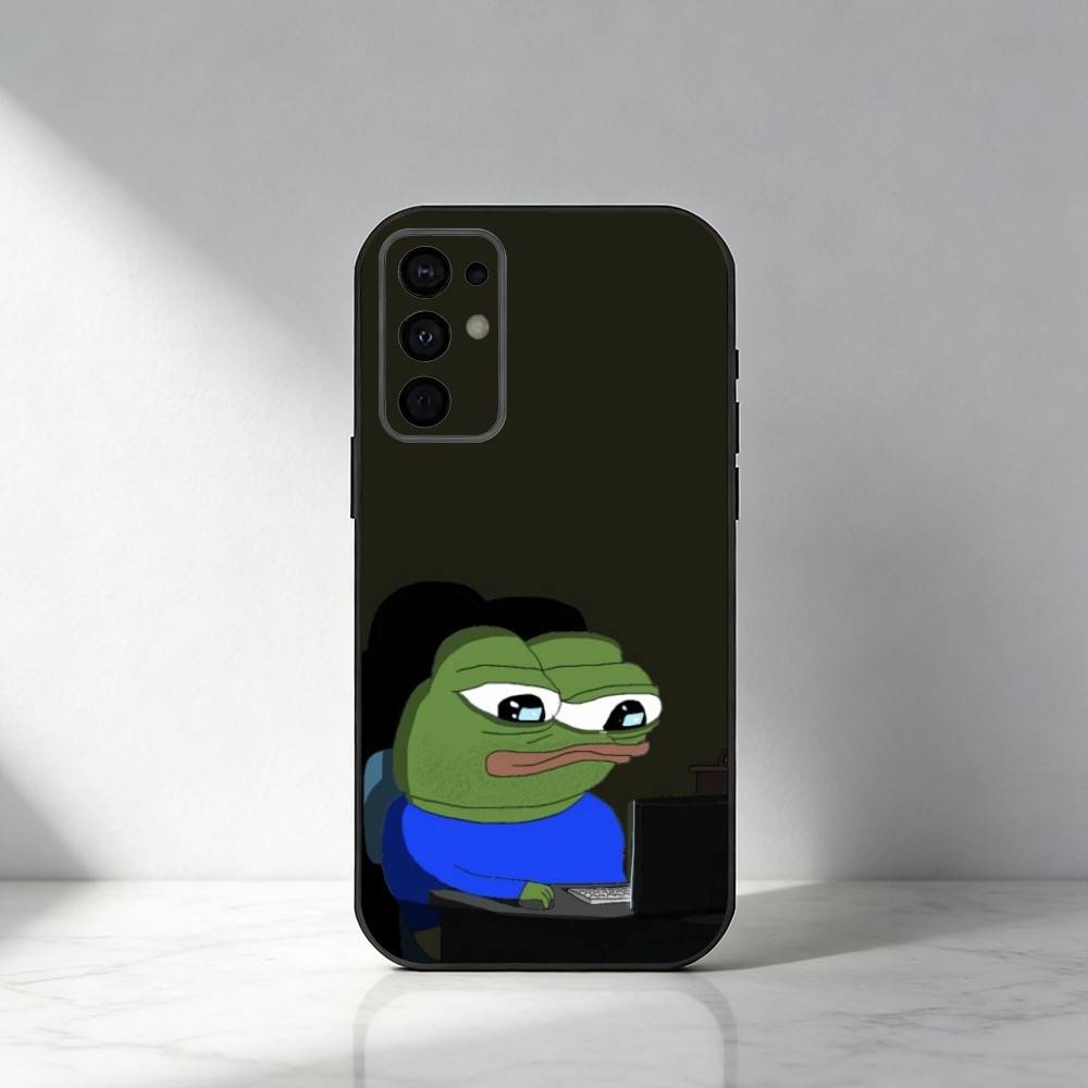 Смешной грустный лягушонок Пепе мультяшный чехол для телефона для Samsung S25, S24, S21, S22, S23, S30, Ultra, S20, Plus, Fe, Note, 5G черный чехол