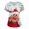Women's Fashion V-neck Short Sleeve Workwear With Pockets Christmas Printed Tops