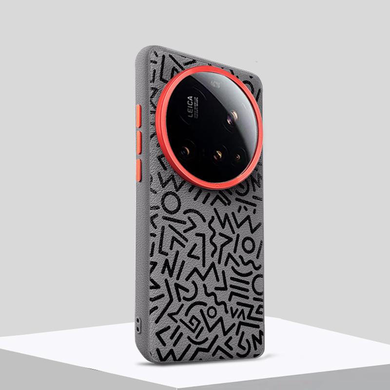 Магнитный кожаный чехол для мобильного телефона Xiaomi 15 Ultra с большим металлическим объективом, Mi13 14 Ultra 15 Pro, геометрический защитный чехол с граффити