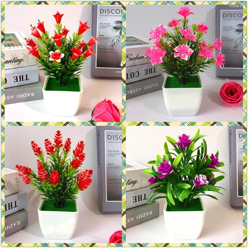 Realistic Faux Lily And Rose Mini Potted Plants With Colorful Blooms For Indoor Use