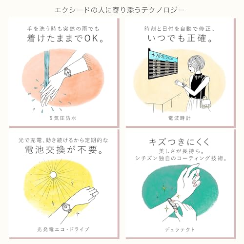 CITIZEN EXCEED Light-Powered Eco-Drive Radio-Controlled Watch EE1024-68D Women's