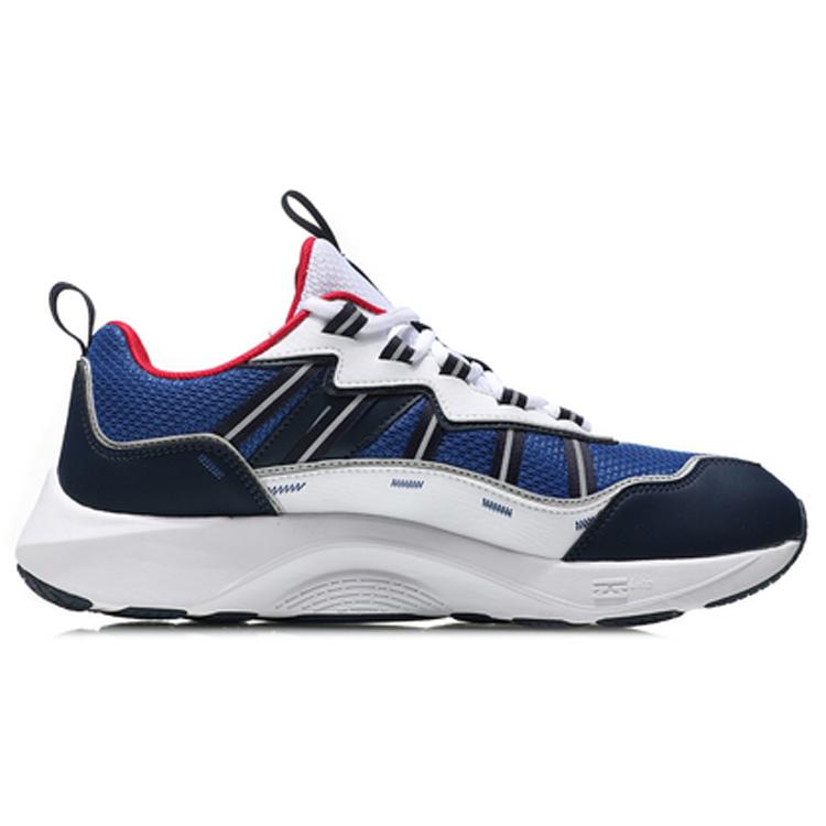 Li Ning QingYun Удобная амортизация Износостойкие Нескользящие Низкие Беговые Кроссовки Мужские Сине-Белые ARHN249-3