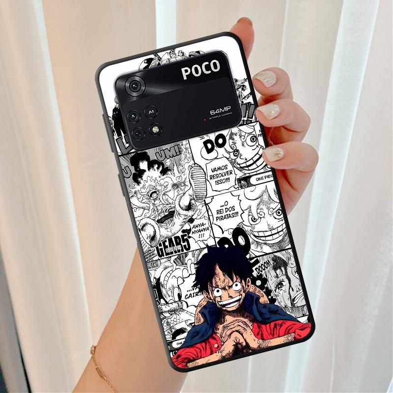 Black Soft Shell Case for Xiaomi Poco F3 F7 X4 Pro X3 NFC C40 C50 M3 M4 Pro X7 C71 C75 X5 M5s M7 C51 C61 One Piece Luffy Anime