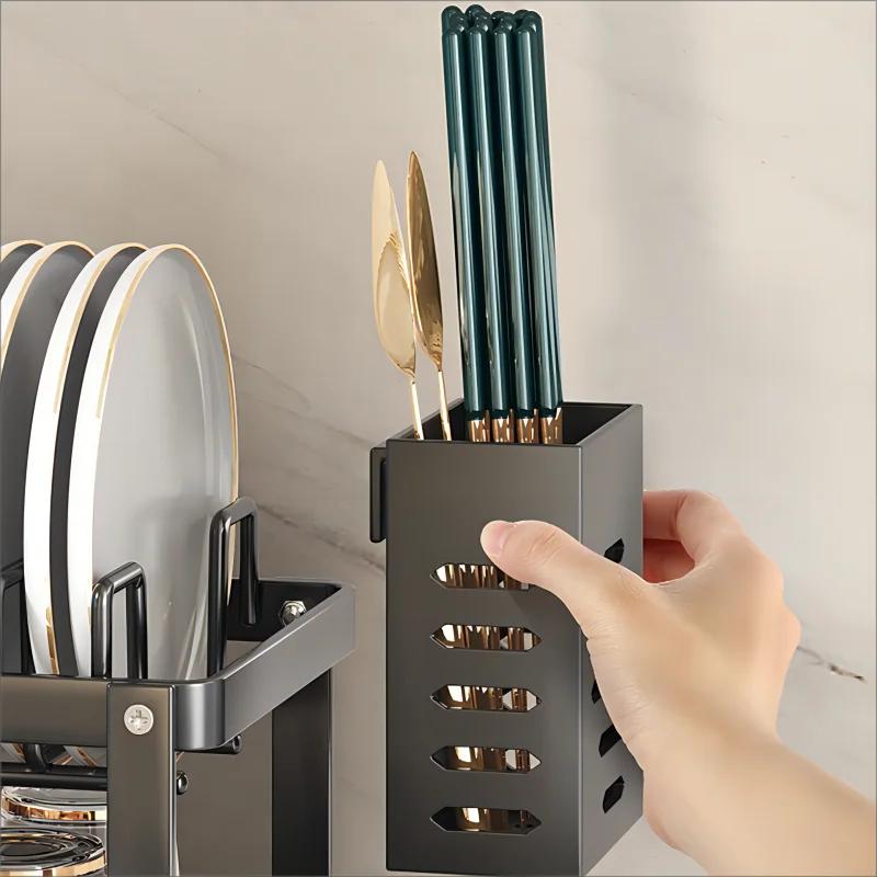 Сушилка для посуды из нержавеющей стали, регулируемый органайзер для кухонных тарелок с поддоном для стекания воды, над раковиной, сушилка для тарелок, органайзер для хранения