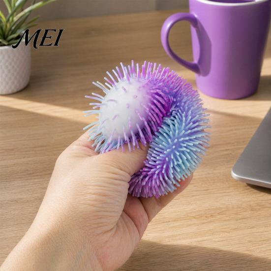 Stress Reduction Gadget Relief Fuzz Ball Toy, TPR Fuzzy Squeeze Fidget Calming Hand Toy Anxiety Relieving Office Desk for Focus Aid, Relaxation