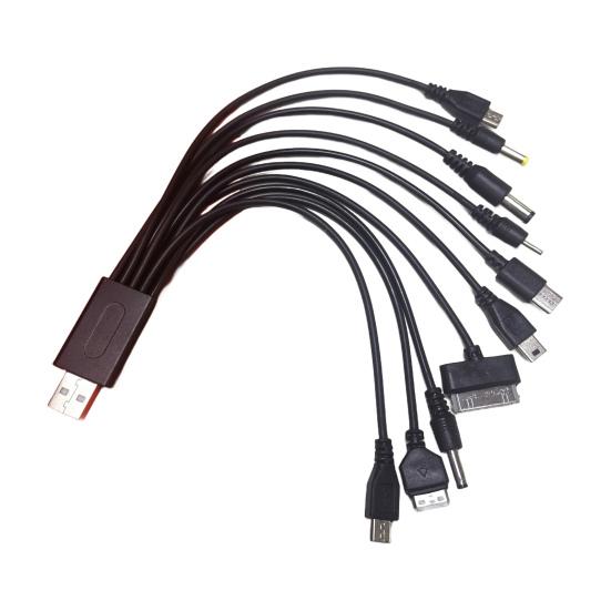 Кабель для зарядки 10-в-1 для нескольких устройств, 23 см, ПВХ, не запутывающийся шнур, универсальный высокопрочный кабель для передачи данных для большинства телефонов