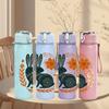 1PC Easter Bunny Floral Wreath 750ml Color Plastic Sports Water Bottle Leakproof Flip Straw Lid Suitable for Sports Office Home Use