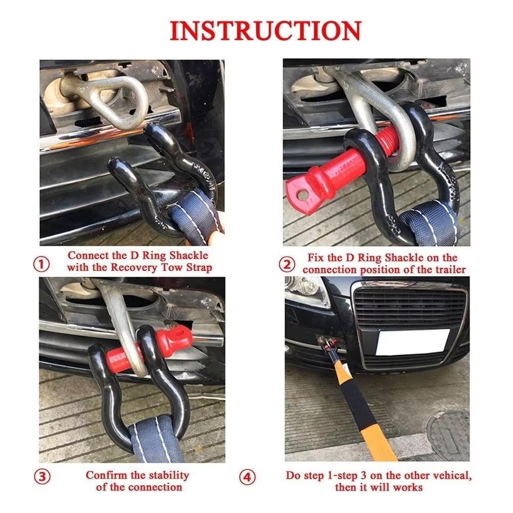 1/2" 5/8" Tow Shackle Anti-Rust Tow Hook Towing Kit D-Ring Shackle Trailer Towing