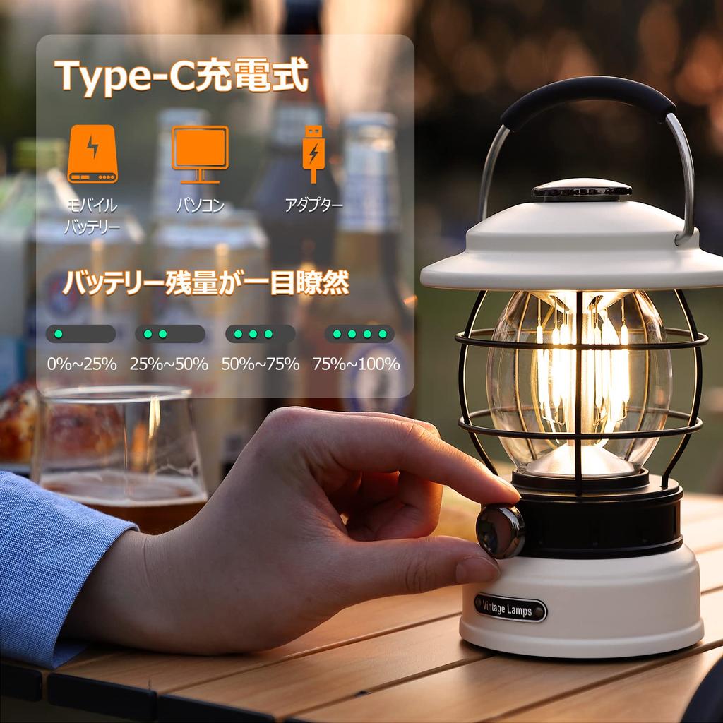 Светодиодный фонарь Litake, перезаряжаемый, ретро-светодиодный фонарь, плавная регулировка яркости, 3 цвета, переключение, 5200 мАч, 600 лм, 120 часов, свет для кемпинга, предотвращение стихийных бедствий