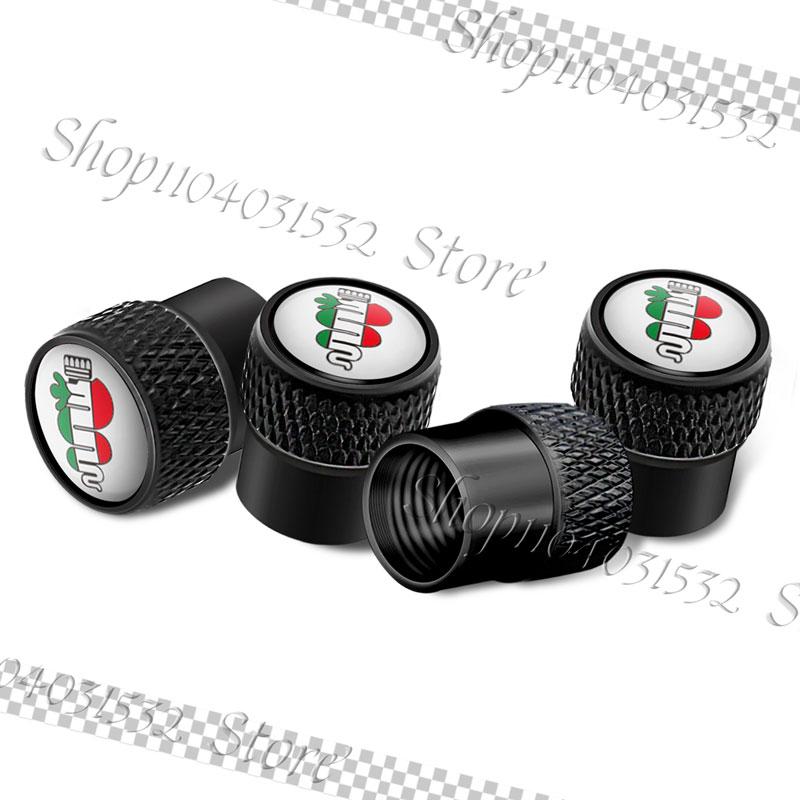 KUBEL1 4Pcs Car Styling Emblem Car Wheel Tire Valve Caps Rim Stem Dust-proof Covers For Alfa Romeo 147 156 166 159 Giulietta Mito Decor