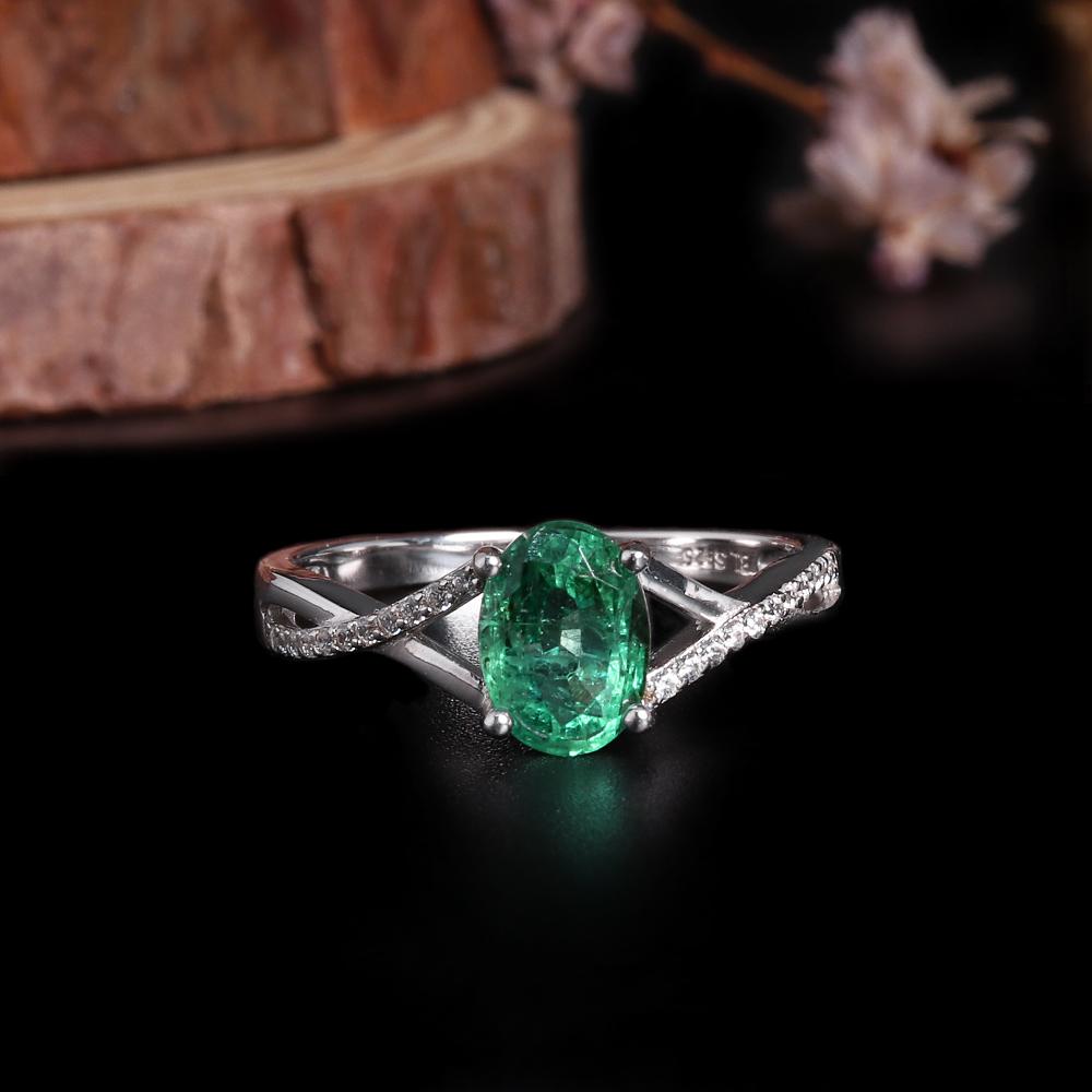 Элегантное и благородное кольцо из серебра 925 пробы с настоящим драгоценным камнем Натуральный изум изысканные украшения для женщин подарок на помолвку и годовщину