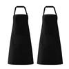 2 шт. черный шейный ремень фартук водонепроницаемый чистый цвет 2 кармана барбекю фартук для ресторана дома