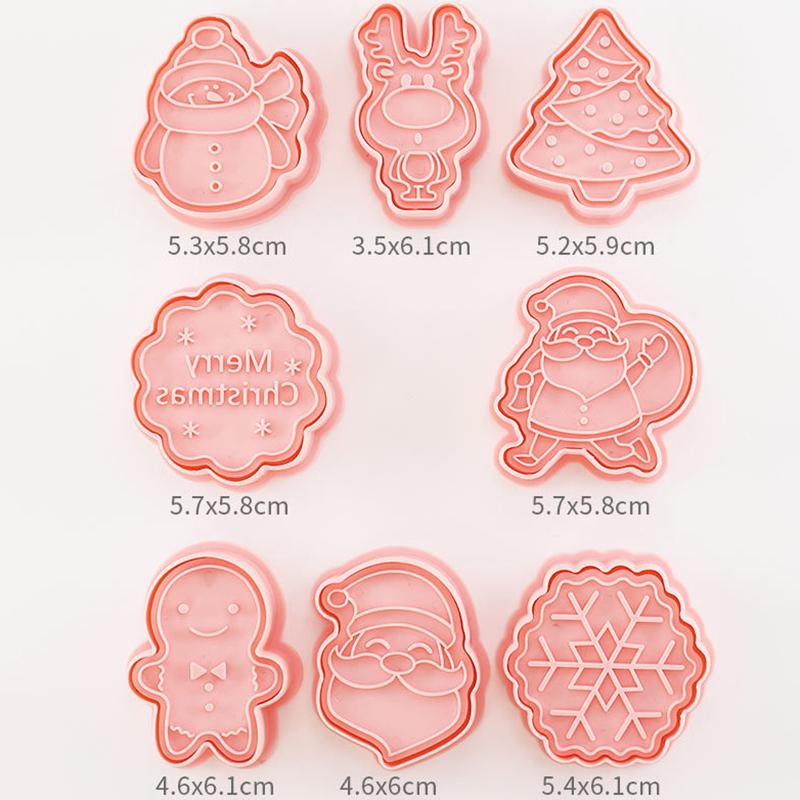 8Pcs/Set Cat Cookie Cutters Plastic 3D Cartoon Pressable Biscuit Mold Cookie Stamp Kitchen Baking Pastry Bakeware Tool