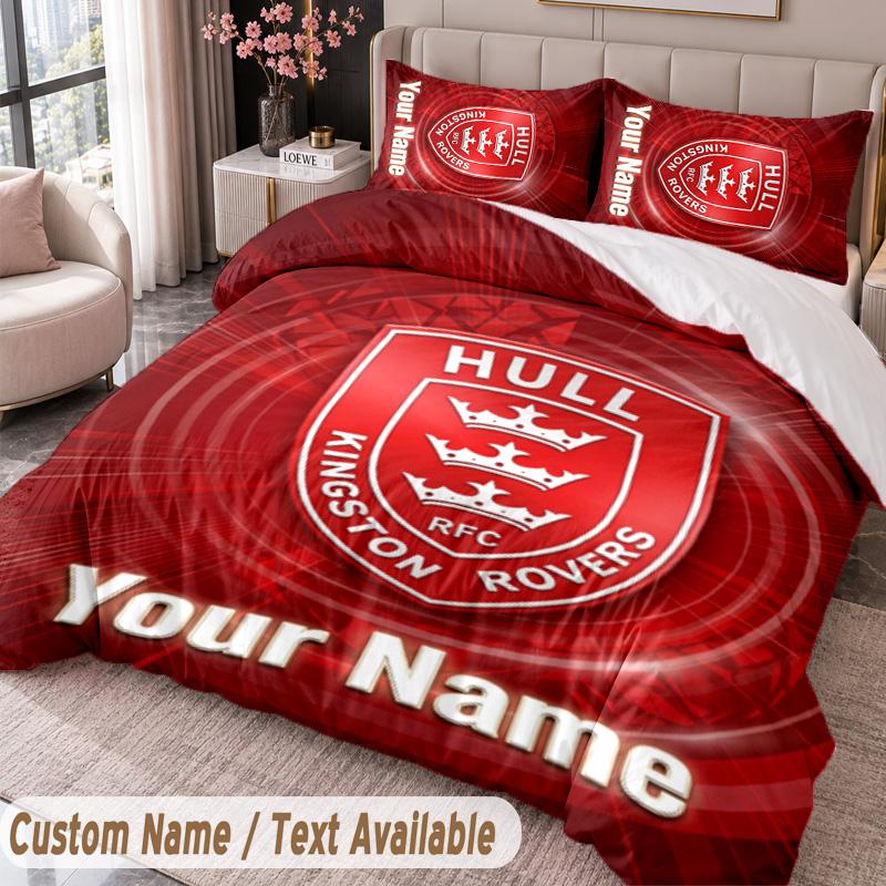 Hull KR Printed Bedding Set Custom Name Text 1 Duvet Cover 2 Pillowcases For Bedroom