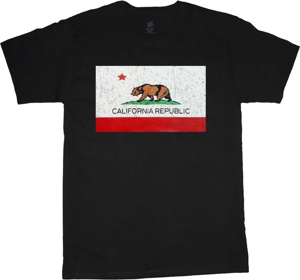 CLEARANCE SALE! - Mens 2XLT - Mens Graphic Tees California Flag Bear Shirts