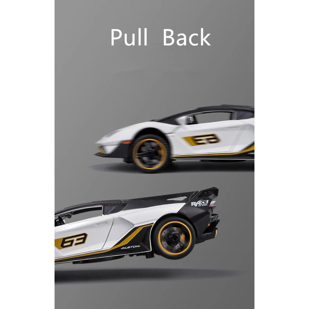 1/32 Lamborghini Aventador SC18 Alston Модель гоночного автомобиля из сплава Металлические литые игрушки Модель спортивного автомобиля Игрушка со звуком и светом Подарок