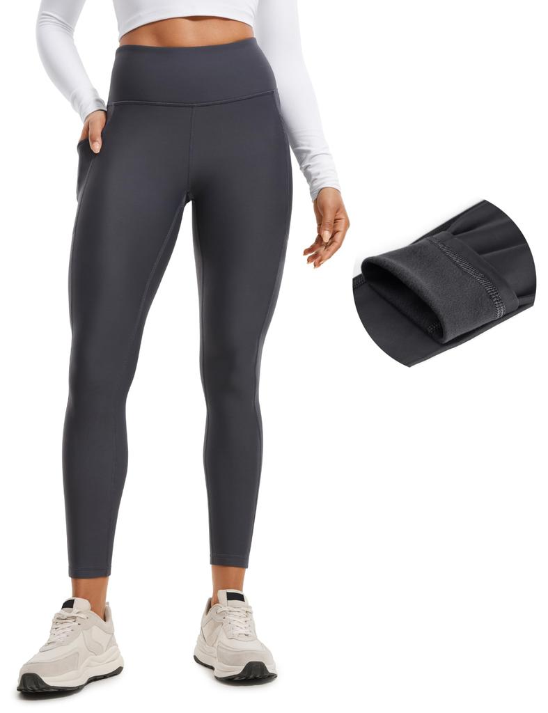 CRZ YOGA Winter Yoga and Mysterious Size M Women's Fleece-Lined Leggings, High-Waisted, Sweat-Wicking, Quick-Drying, Cold-Weather Protection, 25-Inch
