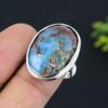 Caribbean Larimar Gemstone 925 Sterling Silver Gift Jewelry Ring Size 8