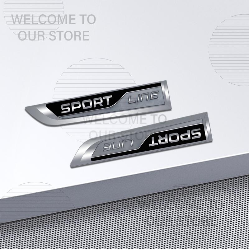 Car Decor Metal Sport Line Letter Emblem 3D Sticker Accessories For Skoda Rapid Kamiq Octavia Yeti Superb Body Side Trunk Decals