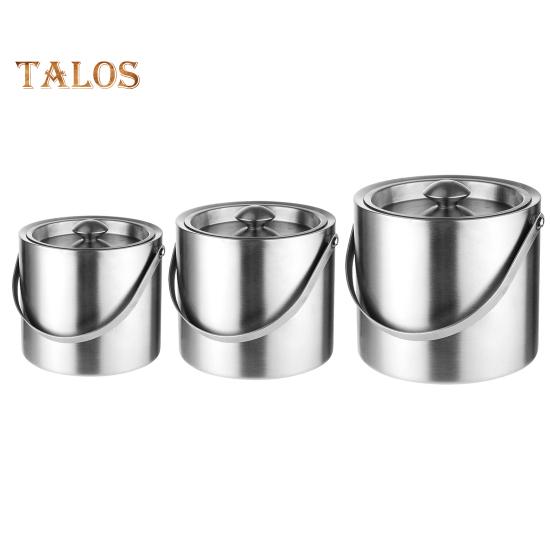 Stainless Steel Ice Bucket 1.6/2/3L Double Wall Insulated Seamless Structure Thickened Handle Ice Bucket for Parties Bars