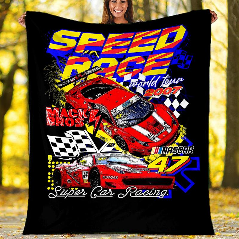 Racing Theme Printed Blanket - Perfect for Couch, Bed, Travel & Outdoor Use | Machine Washable, Cozy & Durable.