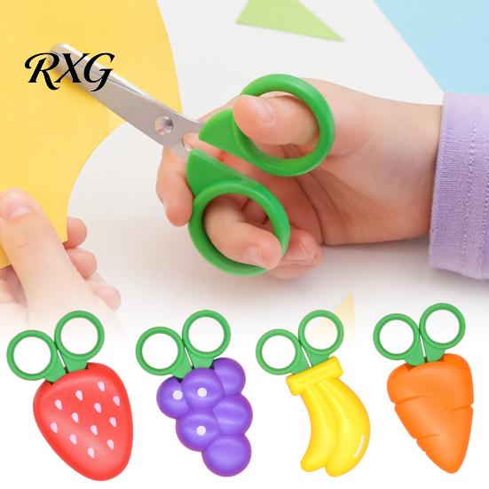 School Bag Friendly Scissors Children Safety Paper Cuttings Scissors, Fruit Veggie Refrigerator Carrot Shaped Magnet Decoration, Portable Mini