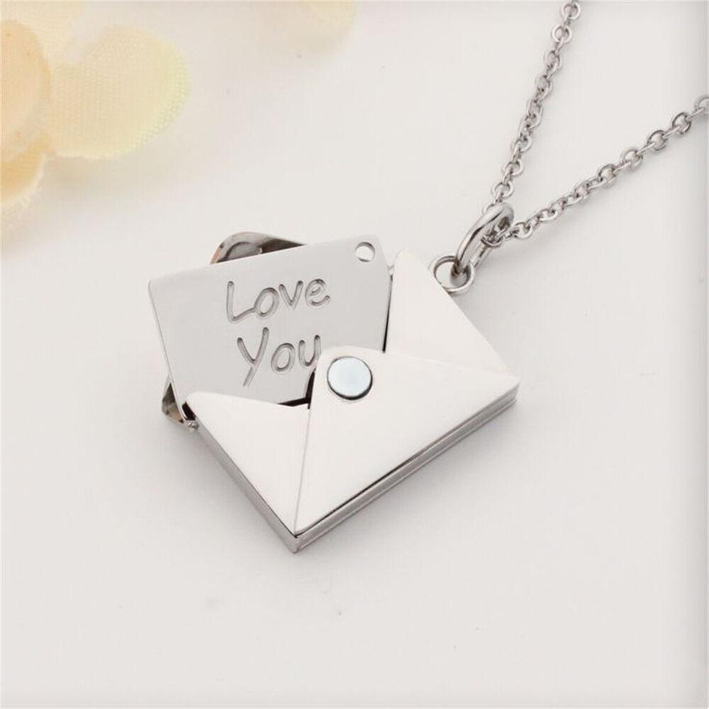 Цвет розового золота конверт любовное письмо кулон ожерелье ювелирные изделия индивидуальные подарки для очаровательных женщин