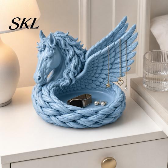Multifunctional Accessory Holder 3D Printed Pegasus Jewelry Organizer Bowl, Winged Horse Trinket Tray, Elegant Nightstand Tray Sculpture Desktop