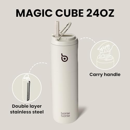 BOTTLE BOTTLE Insulated Water Bottle 24oz with Straw Lid and Handle for Sports Travel Gym Stainless Steel Water Bottles Double-Wall Vacuum Metal