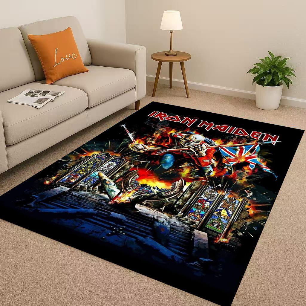HD I-Iron-M-Maidens Music Sign Living Room Non-Slip Area Rug Soft Carpet for Bedroom Playroom Sofa,Easy Clean Home Decor Doormat