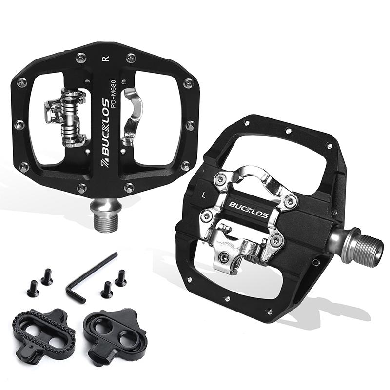 Педали BUCKLOS MTB Велосипедные Плоские Педали Платформа Подшипник Двойная Функция Совместимость с Системой SPD Алюминиевый Сплав Горный Велосипед Педаль Велосипедная Часть