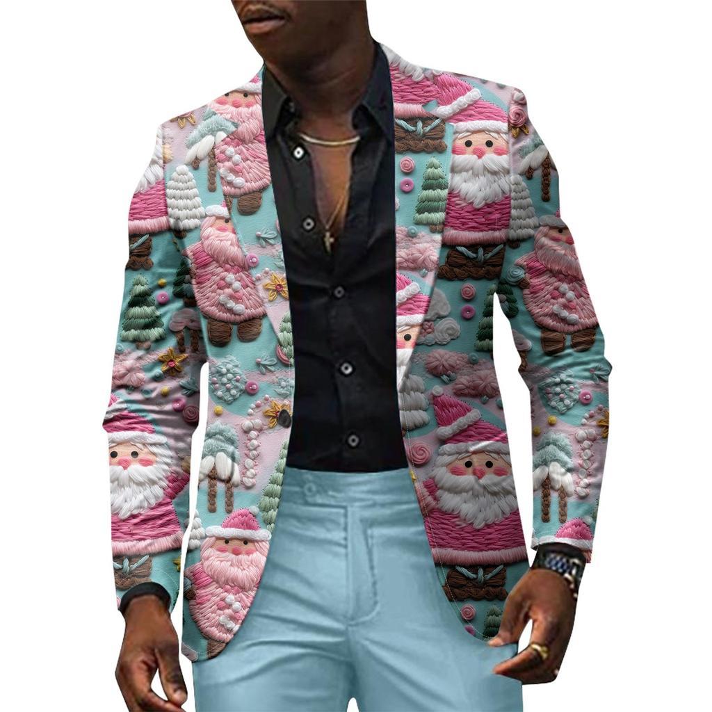 Unisex Winter Christmas Prints Suit Jackets Unisex Casual Fashion Button Jackets