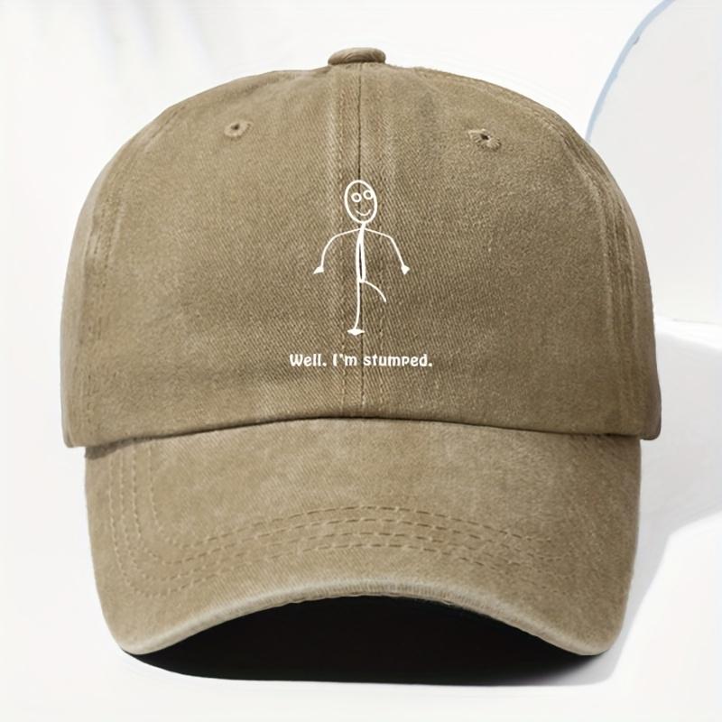Unisex Adjustable Vintage Washed Baseball Cap with Well IM Stuck Slogan And Doodle Pattern Lightweight Breathable Trucker