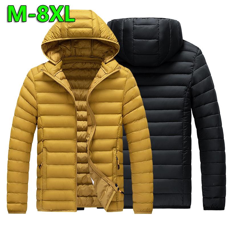8XL Men New Autumn Winter Thick Warm Windproof Waterproof Parkas Jacket Coat Mens Hooded Casual Outwear Detachable Hat Outfits Parkas Coat Male