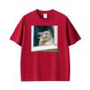 Funny Ironic Stressed Cat Meme Coquette Persian Smoking Humor Tshirt Unisex Unisex Fashion Short Sleeve High Quality Cotton T Shirt