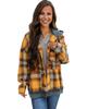 Azura Exchange Plaid Patch Hooded Frayed Snap Button Jacket