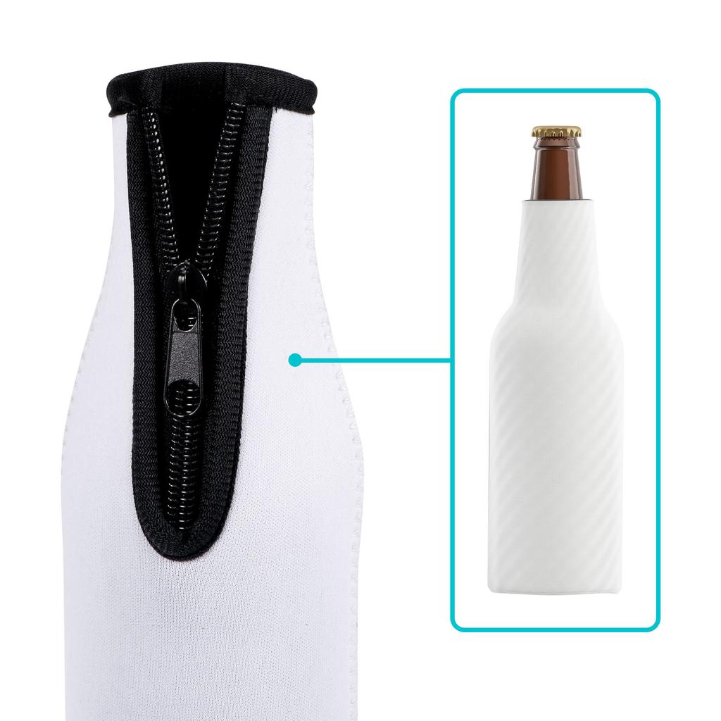 4pcs Beer Bottle Sleeves Cooler Insulator Collapsible Neoprene Covers with Zipper for 330ml to 350ml