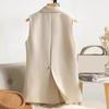 Женский летний костюм, жилет с лацканами, карманы без рукавов, дизайн, жилет на одной пуговице, облегающий однотонный рабочий жилет в офисном стиле, пальто
