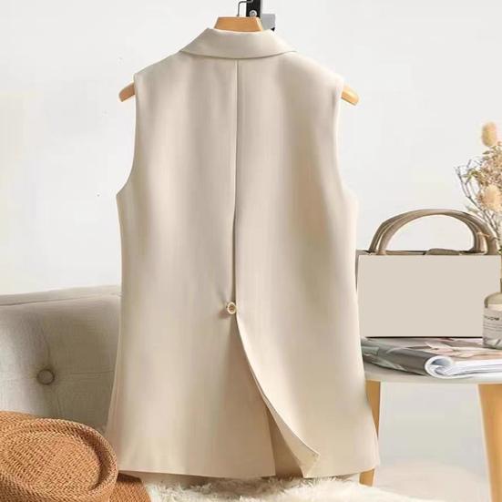 Женский летний костюм, жилет с лацканами, карманы без рукавов, дизайн, жилет на одной пуговице, облегающий однотонный рабочий жилет в офисном стиле, пальто