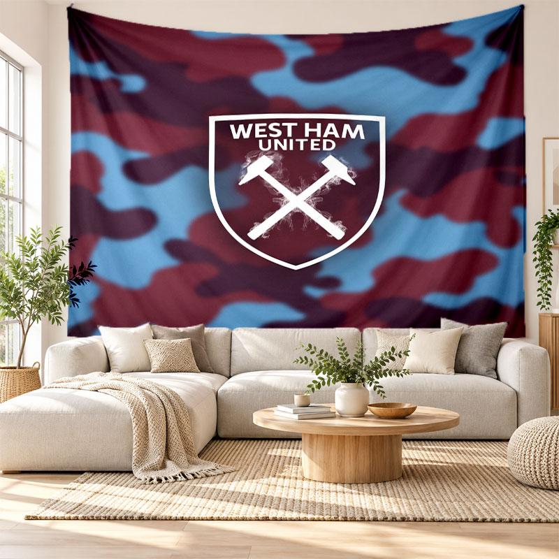 West Ham United Football Wall Tapestry, Soft Fabric Wall Hanging, Decorative Backdrop For Bedroom Home Wall Art