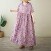 Новое хлопковое винтажное платье с цветочным принтом больших размеров с коротким рукавом для женщин, повседневное свободное длинное летнее платье