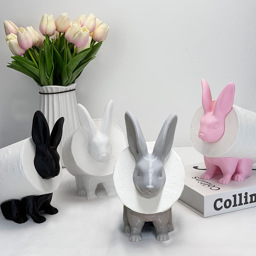 1PC Easter Bunny Ornament, Rabbit Toilet Tissue Holder 3D Printed Rabbit Tissue Roll Holder